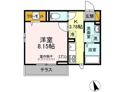 バイヤンツリーみらい平(1K/1階)の間取り写真
