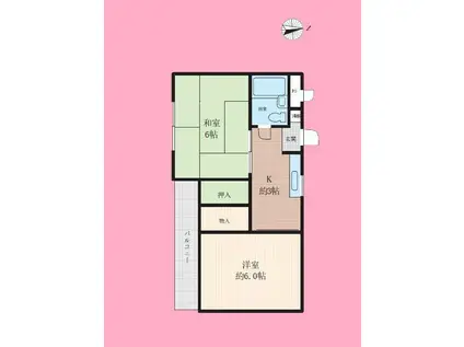 サンハイム竹間(2K/3階)の間取り写真