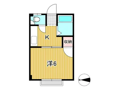 アリス1(1K/2階)の間取り写真