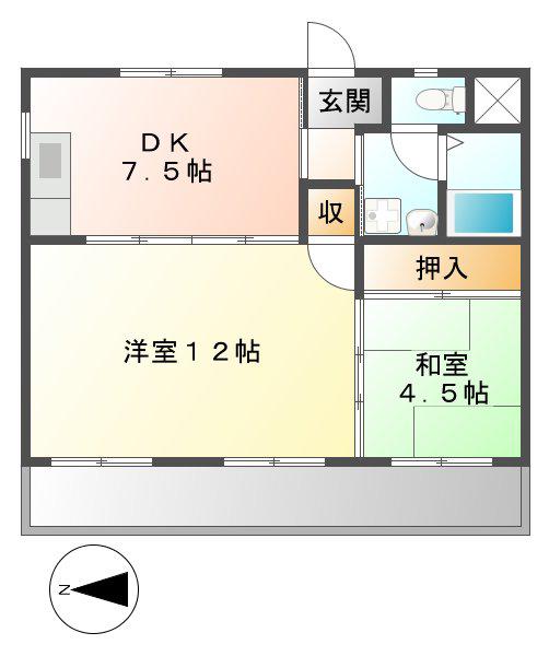 メゾン惟信(2DK/3階)の間取り写真