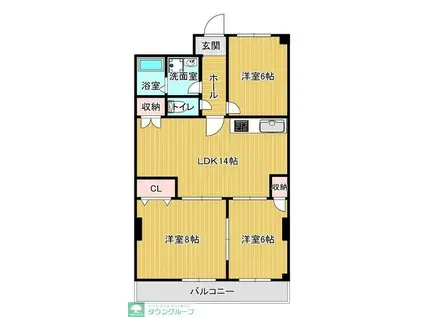 キャピタル南越(3LDK/2階)の間取り写真