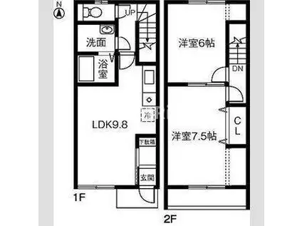 COSMO HOUSE N(2LDK/1階)の間取り写真