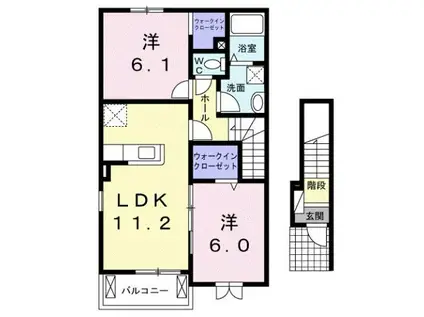 ストローガーデンII(2LDK/2階)の間取り写真