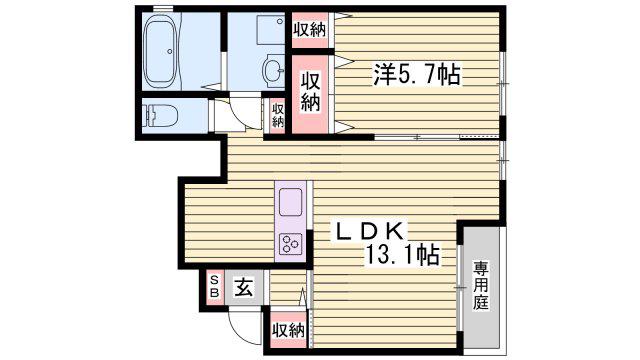ソフィア ルミエールII(1LDK/1階)の間取り写真