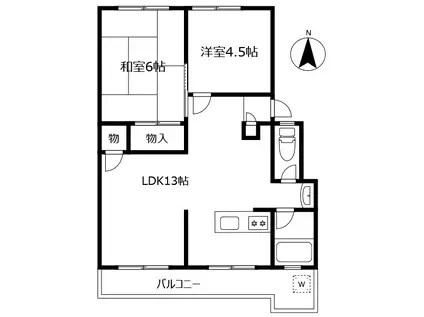 イータウン矢三II(2LDK/2階)の間取り写真