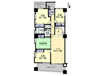 クレヴィータ上通(4LDK/3階)の間取り写真