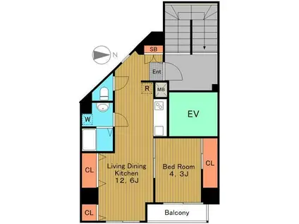 アイビースクエア新中野(1LDK/7階)の間取り写真