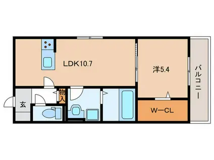 アトラエンテ御崎公園(1LDK/1階)の間取り写真