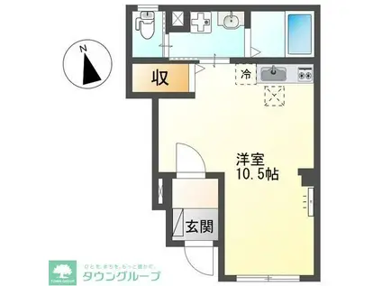 ホクレア(ワンルーム/1階)の間取り写真