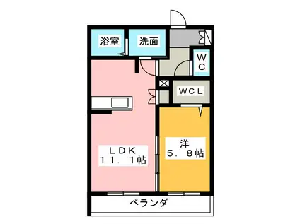ヘーベルメゾン津・栄町(1LDK/1階)の間取り写真