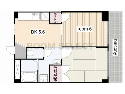 荒中マンション(2K/4階)の間取り写真