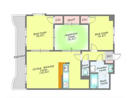 エクセレント結城II(3LDK/3階)の間取り写真
