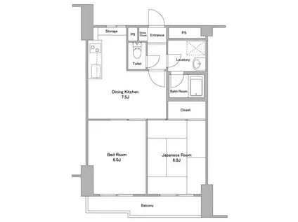 エストメール東大井(2DK/2階)の間取り写真