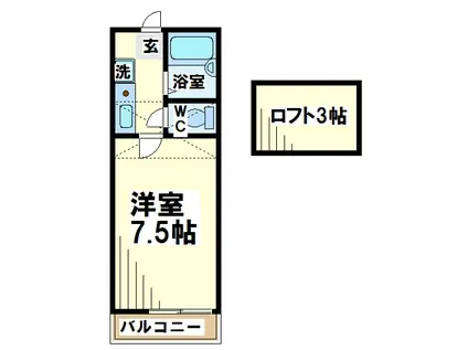 アゼル白糸台(1K/2階)の間取り写真