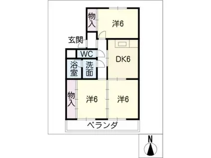 スカイコーポ城山(3DK/1階)の間取り写真