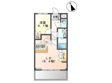 フィグトゥリーK(1LDK/1階)の間取り写真