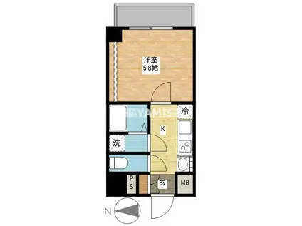 ヴィオラ元船(1K/4階)の間取り写真