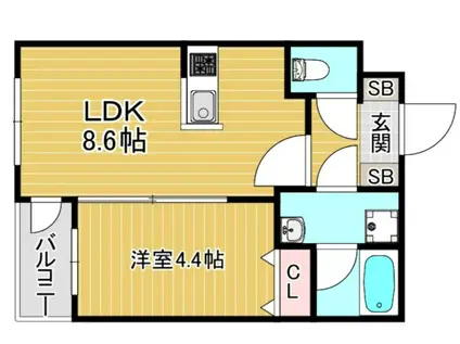 GLANZ 六ツ門(1LDK/5階)の間取り写真