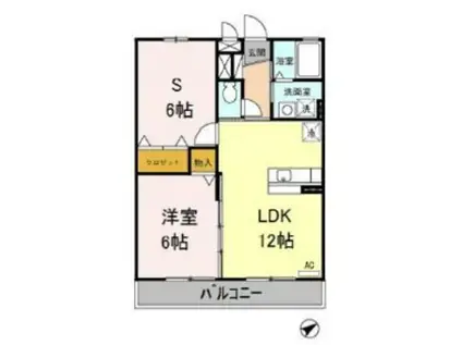 ディライトヒルズ(1SLDK/2階)の間取り写真