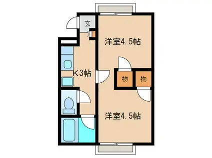 グレイス門東(2K/2階)の間取り写真