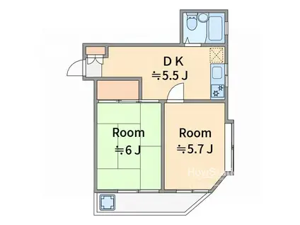 川口ハイツ(2DK/2階)の間取り写真