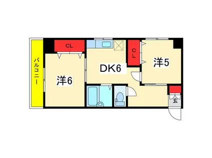 第3ロイヤル礎(2DK/5階)の間取り写真