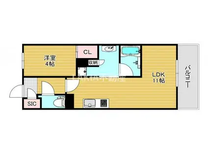 PHOERME TENNOJI イースト(1LDK/4階)の間取り写真