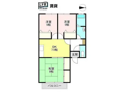 メゾン小串A(3DK/2階)の間取り写真