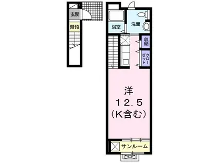 グランデ(ワンルーム/2階)の間取り写真