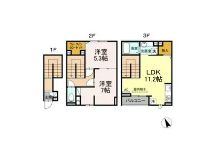 アナシエ田園調布(2LDK/2階)の間取り写真
