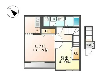 モデルナ(1LDK/2階)の間取り写真