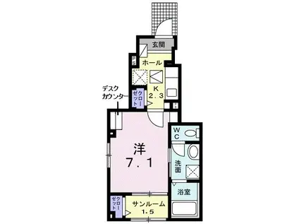 ジュネスII(1K/1階)の間取り写真