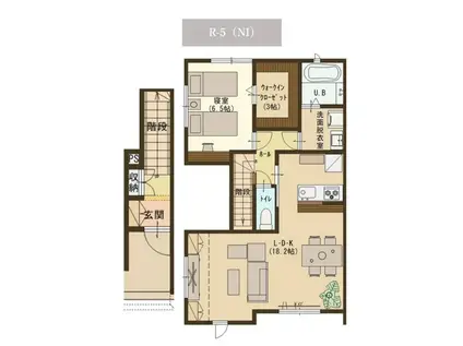 ユーソニアン上越・寺町A(1LDK/2階)の間取り写真