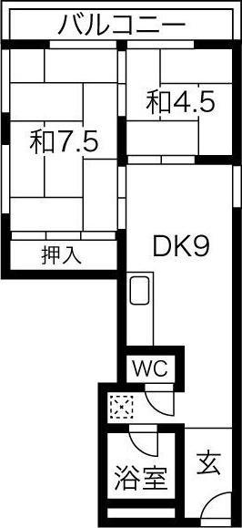 住吉団地10号棟(2LDK/11階)の間取り写真