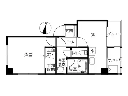 ニュールパール(1DK/2階)の間取り写真