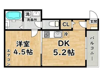 エスポワールミツヤ(1DK/2階)の間取り写真