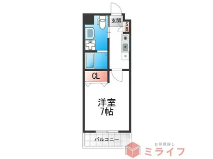 エクセル杭全(1K/3階)の間取り写真