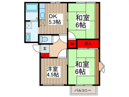 コーポマコB.C(3DK/2階)の間取り写真