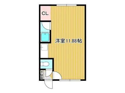 コーポ美芳(ワンルーム/2階)の間取り写真