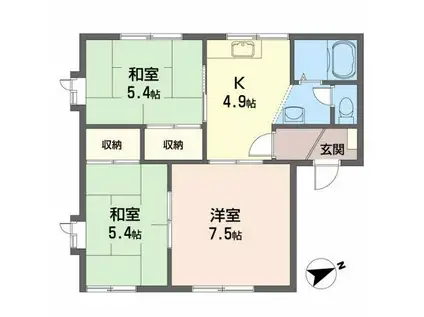 グリーンヒルズCHIDA D(3K/1階)の間取り写真