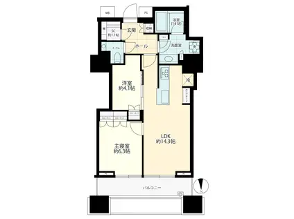 三田ガーデンヒルズサウスヒル(2LDK/6階)の間取り写真