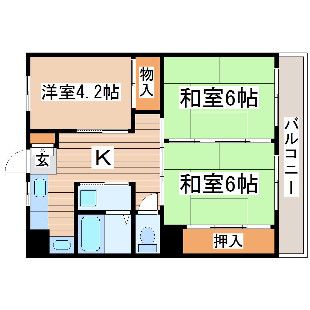 大野田YKハイツB(3K/3階)の間取り写真