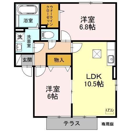 スクエアガーデンB(2LDK/1階)の間取り写真