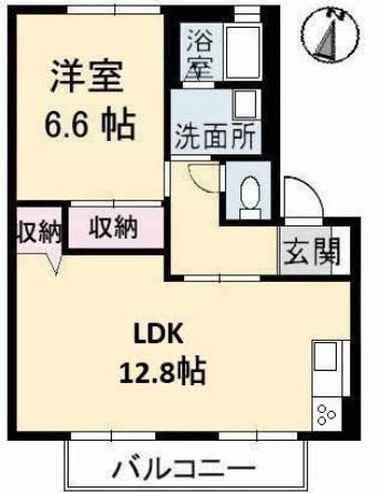 シエル・エトワールB棟(1LDK/2階)の間取り写真
