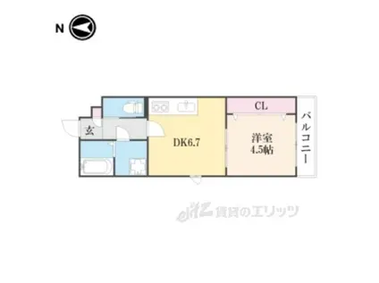 ベレーザ西陣Ⅰ(1DK/4階)の間取り写真