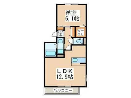 エディーハウス(1LDK/1階)の間取り写真