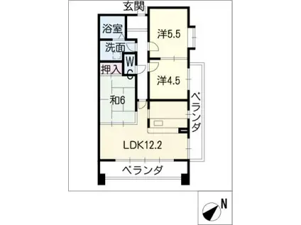 YGMマンション上小田井(3LDK/5階)の間取り写真