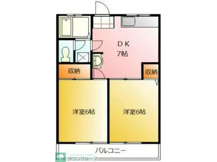 第一藤野マンション(2DK/1階)の間取り写真