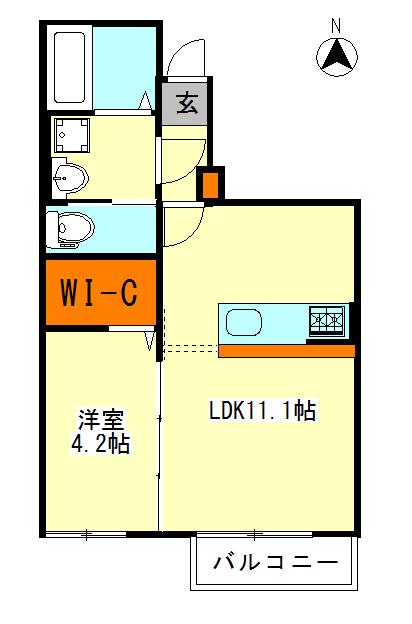 メゾン・ブルー・クレール(1LDK/1階)の間取り写真
