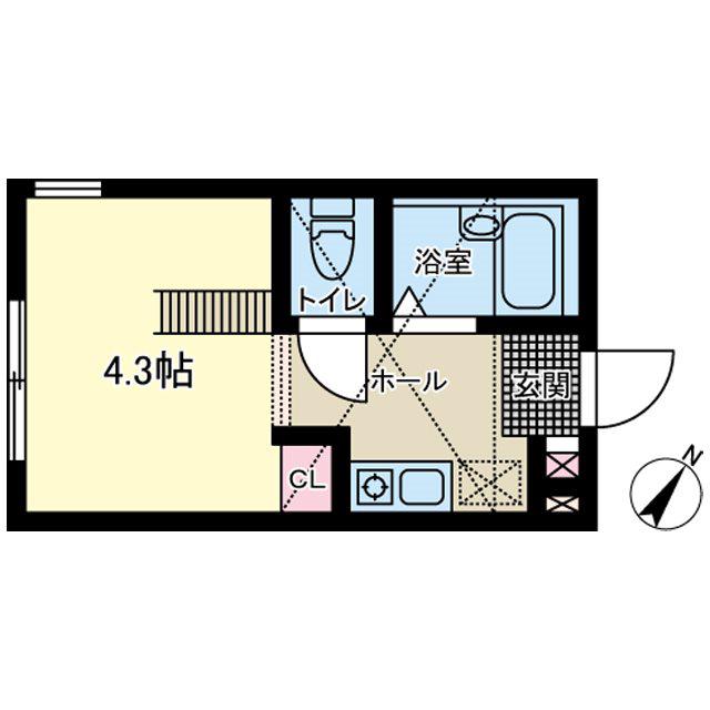 ソレイユ岸谷(1K/2階)の間取り写真